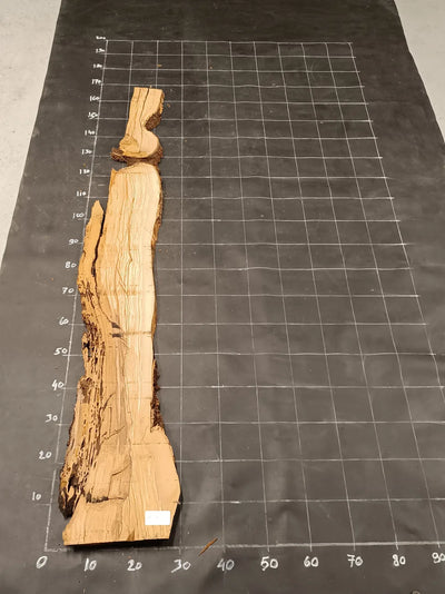 Planche en bois d'olivier rabotée 185×32 cm à bord naturel — pièce unique (P30)