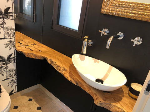 Vasque de salle de bain en bois d’olivier